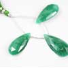 Natural Green Emerald Faceted Pear Drop Beads Strand Quantity 3 Beads and Size 32mm to 34mm approx.
